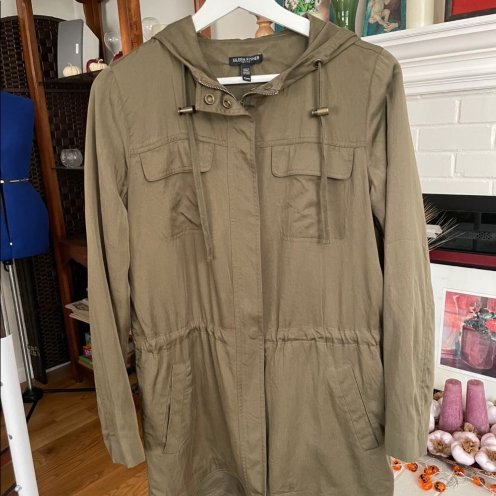 Eileen Fisher Green Hooded Jacket